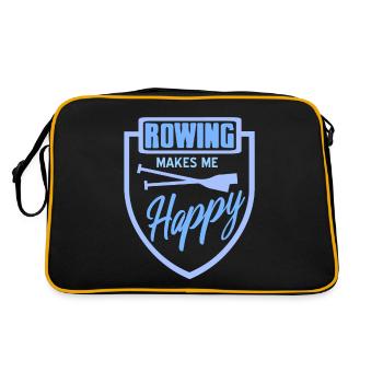 Rowing Makes Me Happy Rowing Paddle Designs - Retro Tasche - Schwarz/Gold - Hinten
