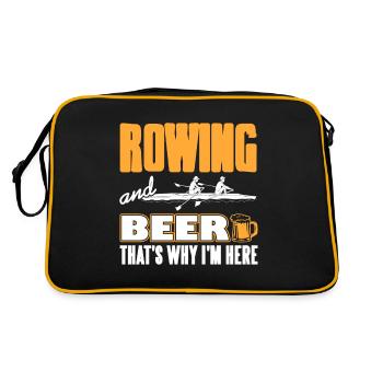 Rowing And A Beer That's Why I'm Here T-Shirt - Retro Bag - black/gold - Back