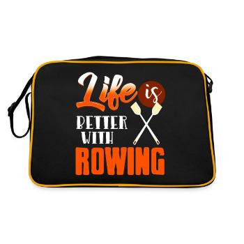 Life Is Better With Rowing T-Shirt Present Gift - Retro Bag - black/gold - Back