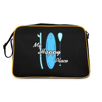 My Happy Place Rowing Designs T-Shirt Present Gift - Retro Bag - black/gold - Back