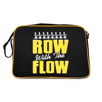 Row With The Flow Funny Rowing T-Shirt Present - Retro Bag - black/gold - Back