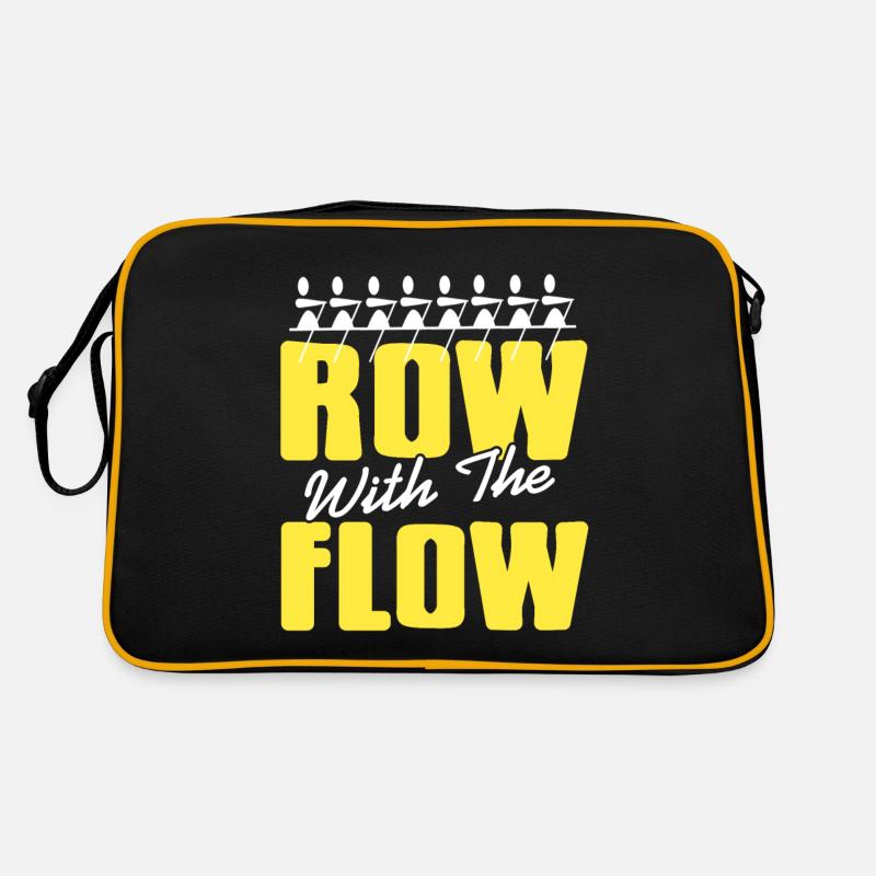 Row With The Flow Funny Rowing T-Shirt Present Retro Bag