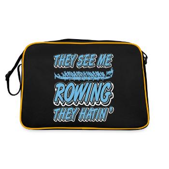 They See Me Rowing They Hatin' Funny T-Shirt - Retro Bag - black/gold - Back