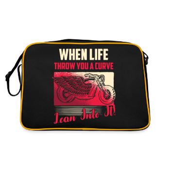 When Life Throw You A Curve Lean Into It! Motorcyc - Retro Tasche - Schwarz/Gold - Hinten