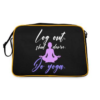 log out shut down yoga design for a yoga follower - Retro Bag - black/gold - Back