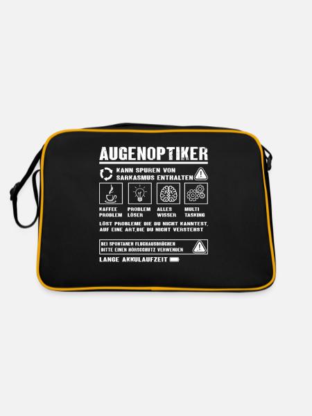 AUGENOPTIKER Spruch Beruf Sarkasmus Lustig Humor - Retro Tasche - Schwarz/Gold - Hinten
