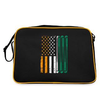 Irische amerikanische Flagge Golfspieler St. Paddy - Retro Tasche - Schwarz/Gold - Hinten
