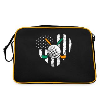 Irische amerikanische Flagge Golfspieler St. Paddy - Retro Tasche - Schwarz/Gold - Hinten