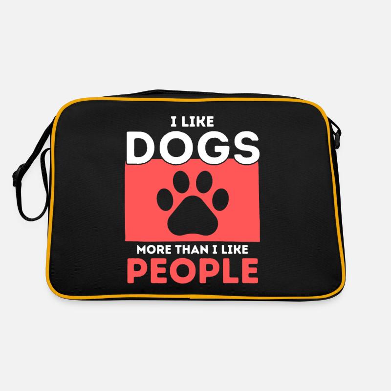 J’aime les chiens plus que j’aime les gens - Sac Retro - noir/or