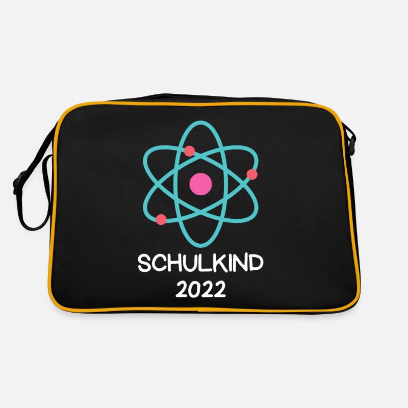 Schulkind 2022 Grundschule Schulanfang Einschulung - Retro Tasche - Schwarz/Gold