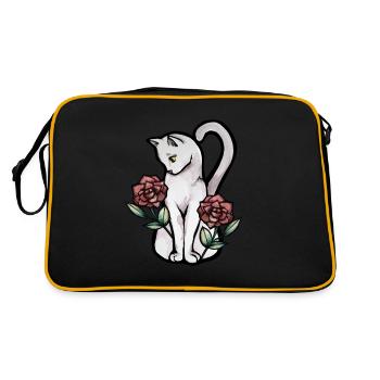 White cat roses - Retro Bag - black/gold - Back
