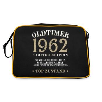 60 Jahre Oldtimer 1962 Jahrgang Geburtstag - Retro Tasche - Schwarz/Gold - Hinten