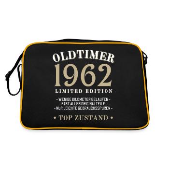 60 Jahre Oldtimer 1962 Jahrgang Geburtstag - Retro Tasche - Schwarz/Gold - Hinten