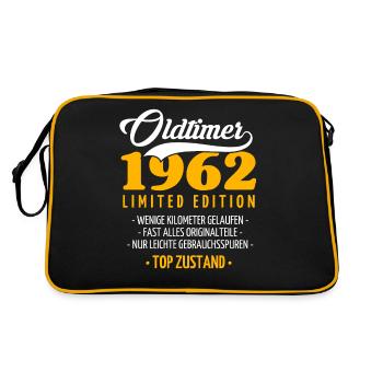 60 Jahre Oldtimer 1962 Jahrgang Geburtstag - Retro Tasche - Schwarz/Gold - Hinten