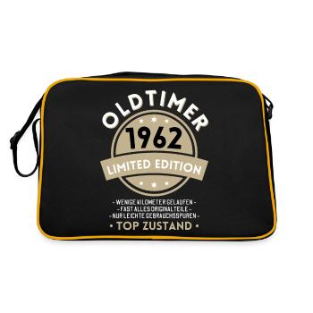60 Jahre Oldtimer 1962 Jahrgang Geburtstag - Retro Tasche - Schwarz/Gold - Hinten