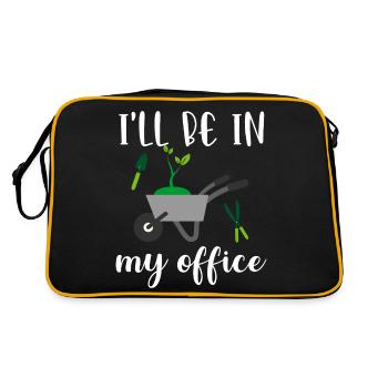 Gärtner Gartenarbeit Ich werde in meinem Büro Funny Gard sein - Retro Tasche - Schwarz/Gold - Hinten