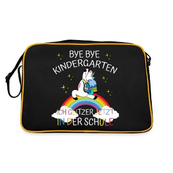 Bye Kindergarten - Retro Tasche - Schwarz/Gold - Hinten