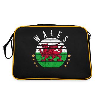 Wales UK Fußball-Weltmeisterschaft Geschenk - Retro Tasche - Schwarz/Gold - Hinten