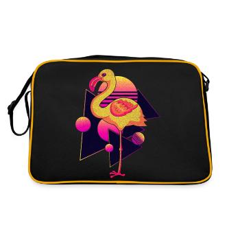 Retro 80s Vaporwave Tropical Bird Pink Flamingo - Retro Bag - black/gold - Back