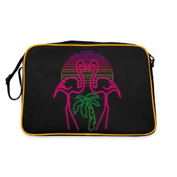 Tropen Vogel Retro Vaporwave Tier Rosa Flamingo - Retro Tasche - Schwarz/Gold - Hinten