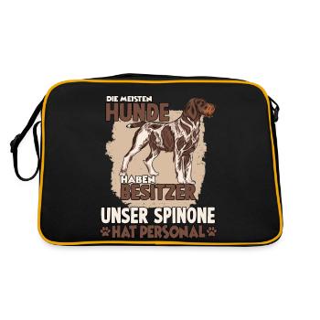 Spinone Hundebesitzer lustiges Hundehalter Gassi - Retro Tasche - Schwarz/Gold - Hinten