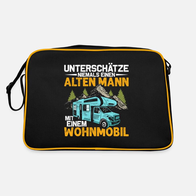 Unterschätze niemals Mann mit einem Wohnmobil Camp Retro Tasche