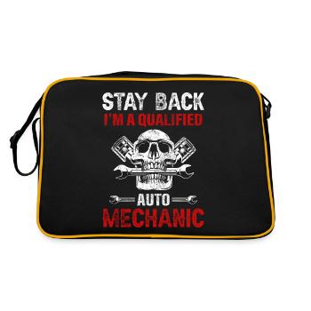 Restez en arrière, je suis un atelier de mécanicien automobile qualifié - Sac Retro - noir/or - Dos
