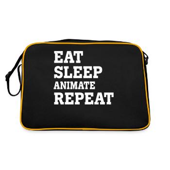 EAT SLEEP ANIMATE REPEAT FUNNY SARCASTIC - Retro Bag - black/gold - Back