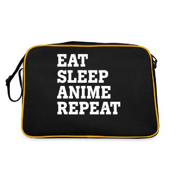 EAT SLEEP ANIME REPEAT FUNNY SARCASTIC - Retro Bag - black/gold - Back