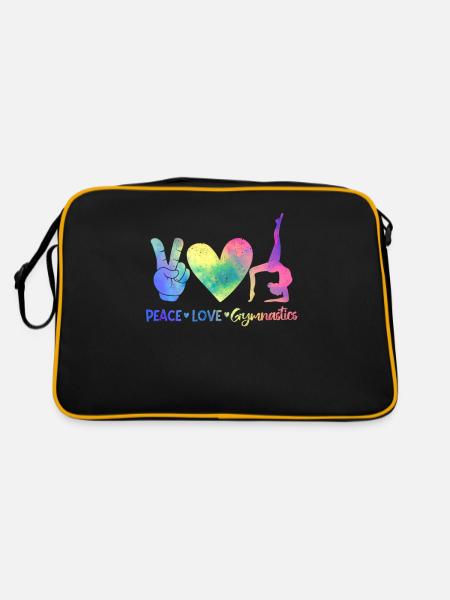 Lustige Rhythmische Sportgymnastik Frieden Liebe - Retro Tasche - Schwarz/Gold