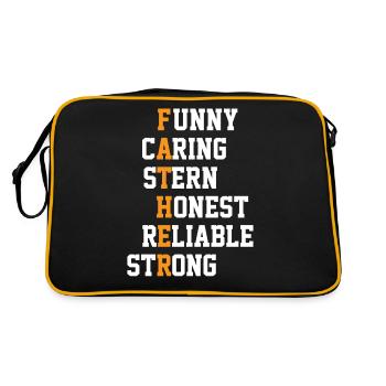Lustiger fürsorglicher Stern Ehrlicher Papa Witz - Retro Tasche - Schwarz/Gold - Hinten