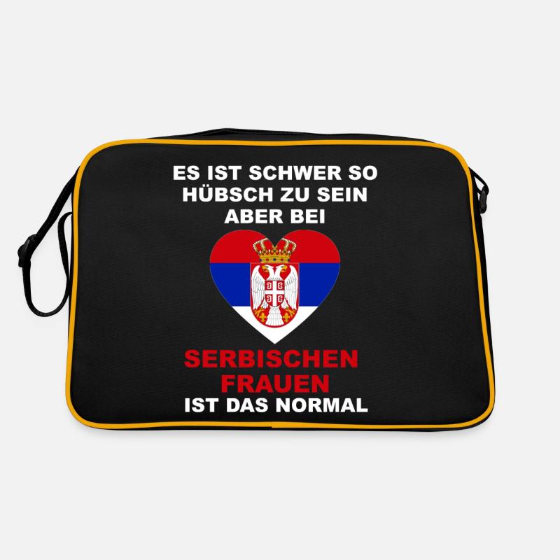 Es ist schwer so hübsch zu sein - Serbien Balkan - Retro Tasche - Schwarz/Gold