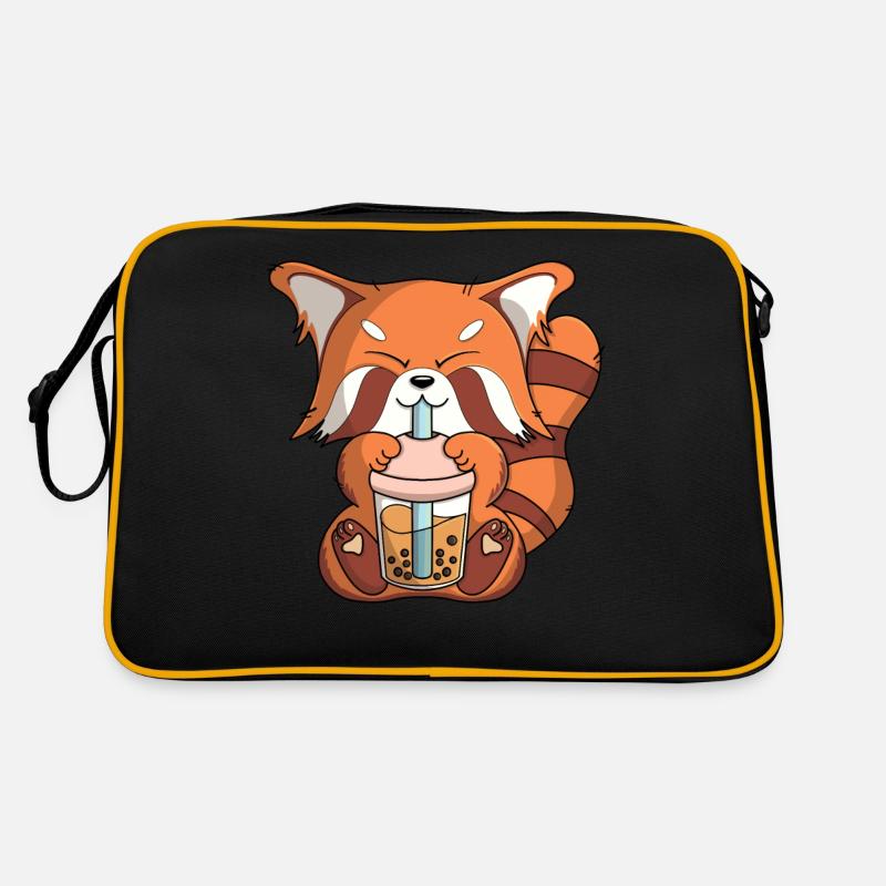 cute kawaii red panda boba tea bubble tea fun Retro Bag