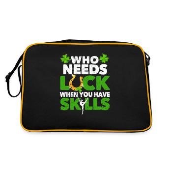 Wer braucht Glück, wenn man Fähigkeiten hat - Retro Tasche - Schwarz/Gold - Hinten