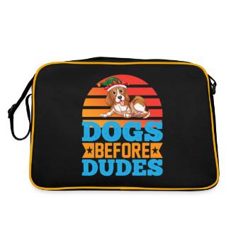 dogs before dudes - Retro Tasche - Schwarz/Gold - Hinten