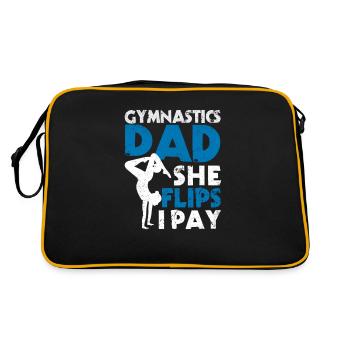 Gymnastik Dad She Flips I Pay Gymnast Daddy Vater - Retro Tasche - Schwarz/Gold - Hinten