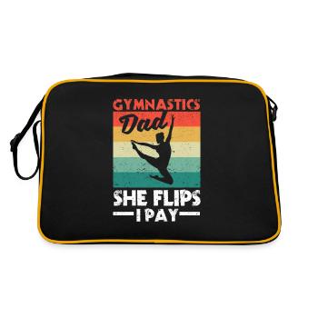 Gymnastik Daddy Vatertag Gymnastik Dad sie Flips - Retro Tasche - Schwarz/Gold - Hinten
