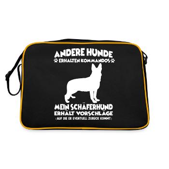 Funny Obedience German Shepherd Dogs - Retro Bag - black/gold - Back