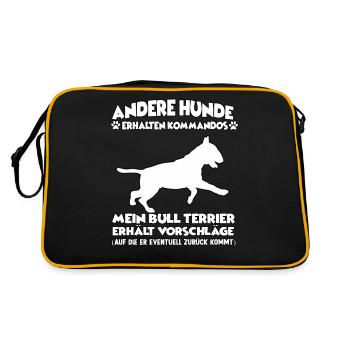 Funny Obedience Bull Terrier Dog Training Dog - Retro Bag - black/gold - Back