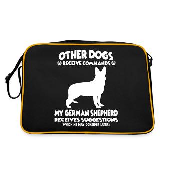 Funny Obedience German Shepherd Dogs - Retro Bag - black/gold - Back
