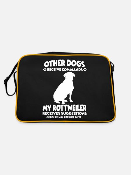 Lustiger Rottweiler Hundetraining Hundehalter - Retro Tasche - Schwarz/Gold - Hinten
