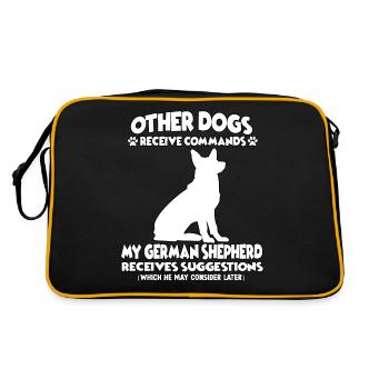 Funny Obedience German Shepherd Dogs - Retro Bag - black/gold - Back