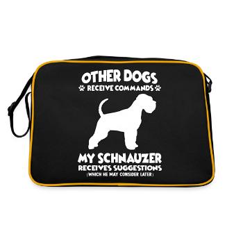 Funny Obedience Schnauzer Dog Training Dogs - Retro Bag - black/gold - Back