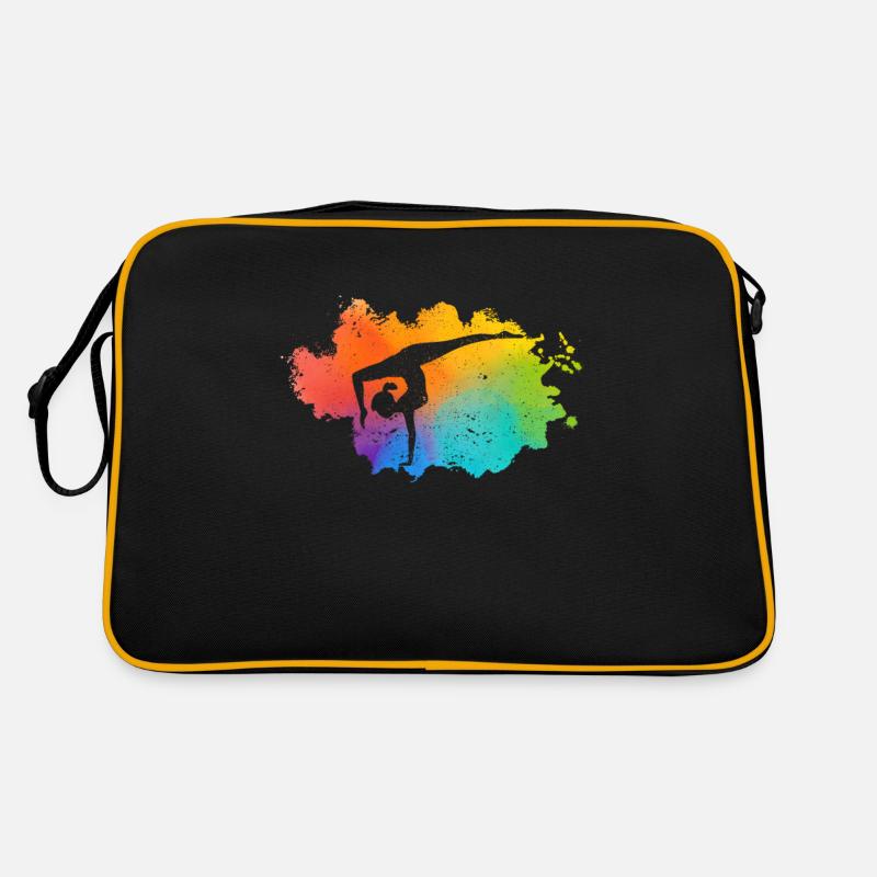 Gymnastik Regenbogenfarben Akrobatik Akro Turnerin - Retro Tasche - Schwarz/Gold