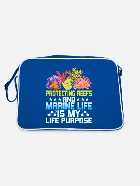 Protecting Reefs And Marine Life Is My Life Purpos - Retro Bag - blue/white - Back