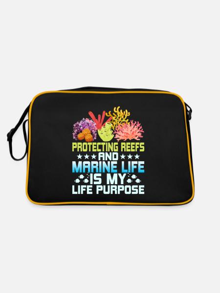 Protecting Reefs And Marine Life Is My Life Purpos - Retro Bag - black/gold - Back