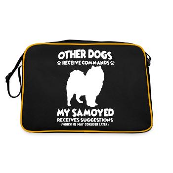 Funny Obedience Samoyed Dog Training Hun - Retro Bag - black/gold - Back