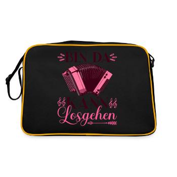 Bin Da Kann Losgehen, Steirische Harmonika - Retro Tasche - Schwarz/Gold - Hinten