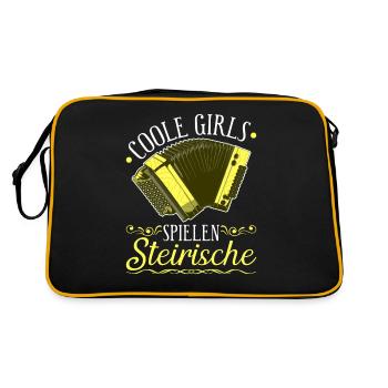Coole Girls Spielen Steirische Harmonika Quetschn - Retro Tasche - Schwarz/Gold - Hinten
