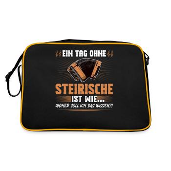 Ein Tag Ohne Steirische Harmonika, Lustiges - Retro Tasche - Schwarz/Gold - Hinten